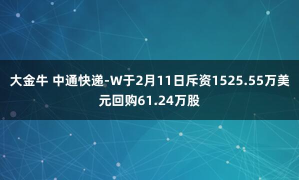 大金牛 中通快递-W于2月11日斥资1525.55万美元回购61.24万股